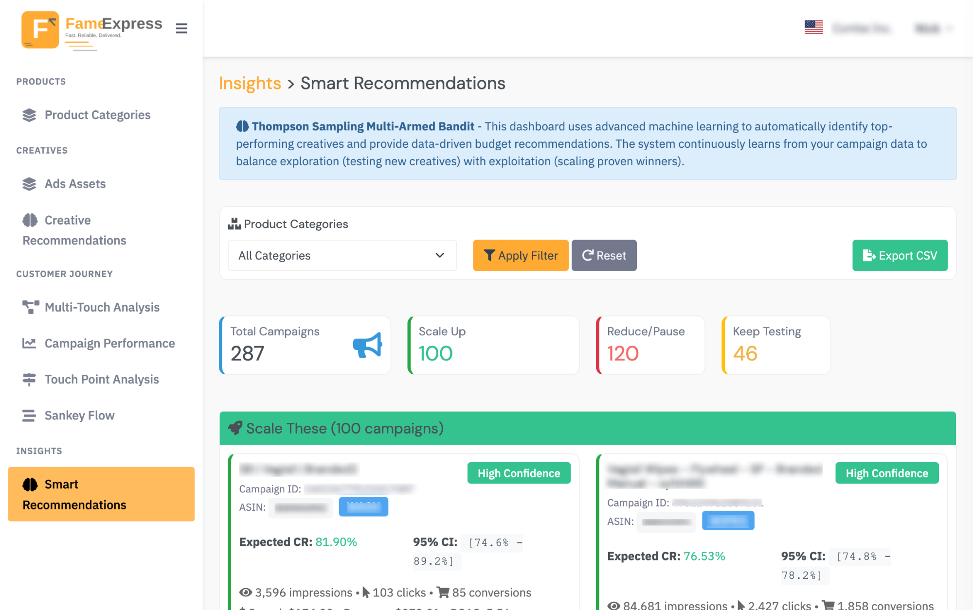 Smart Recommendations Dashboard